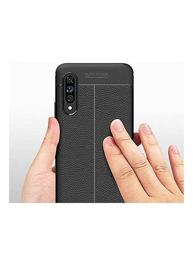 For Samsung Galaxy A50S Mobile Case Lychee Texture Silicone Drop Protection Cover Black - Image 2